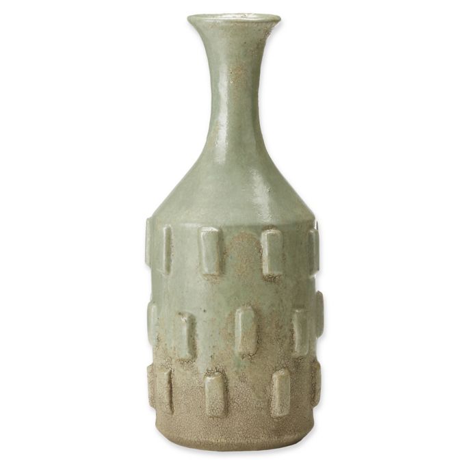 Madison Park Cyrus 17 3 Inch Handmade Ceramic Vase In Green Bed