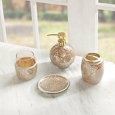 Madison Park Mosaic 4-Piece Bath Accessory Set in Gold. View a larger version of this product image.