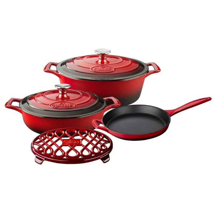 La Cuisine 6 Piece Enameled Cast Iron Oval Cookware  Set 