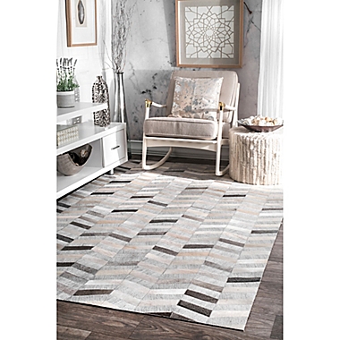 nuLOOM Mitch Cowhide 9-Foot x 12-Foot Area Rug in Silver. View a larger version of this product image.