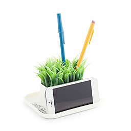 Kikkerland® Desk Organizer Pen Stand & Phone Holder with Faux Grass