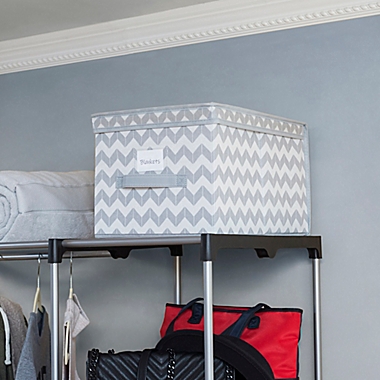 Home Basics&reg; Chevron Large Storage Box with Lid in Grey. View a larger version of this product image.