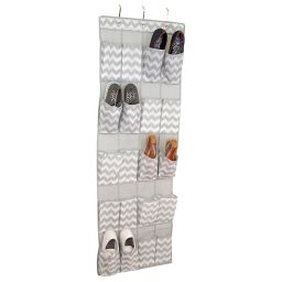 Home Basics® Chevron 20-Pocket Over-the-Door Shoe Organizer in Grey