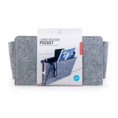 Kikkerland&reg; Large Bedside Felt Caddy Pocket in Grey. View a larger version of this product image.