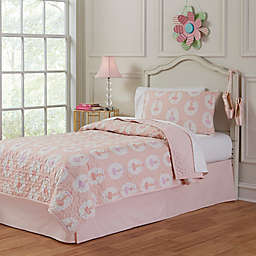 Lullaby Bedding Ballerina 3-Piece Full/Queen Quilt Set in Pink/White