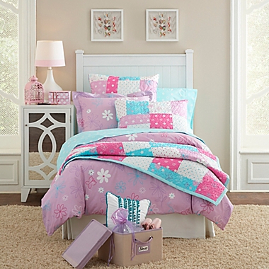 Lullaby Bedding Butterfly Garden 3-Piece Full/Queen Quilt Set in Purple/White. View a larger version of this product image.