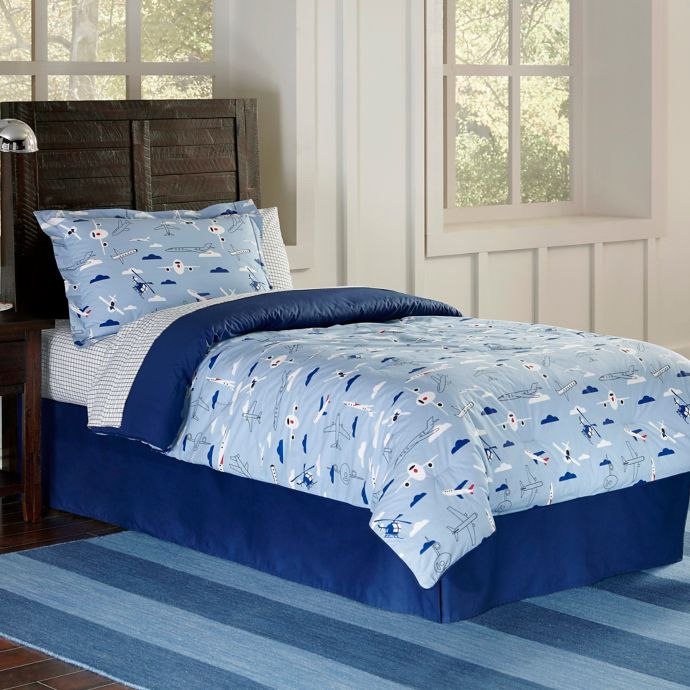 Lullaby Bedding Airplanes Duvet Cover Set In Blue White Bed Bath