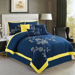 blue white and yellow comforter