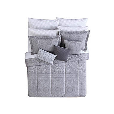 Calista 12-Piece Queen Comforter Set in Grey. View a larger version of this product image.