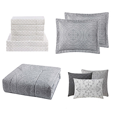 Calista 12-Piece Queen Comforter Set in Grey. View a larger version of this product image.