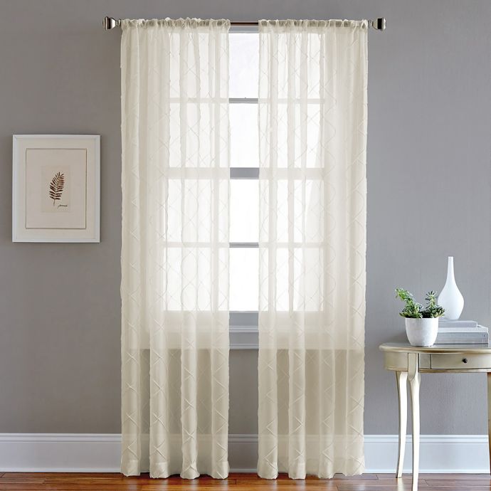 Pintuck Rod Pocket Sheer Window Curtain Panel Bed Bath