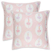 Lullaby Bedding Ballerina Quilted European Pillow Shams in Pink/White (Set of 2)