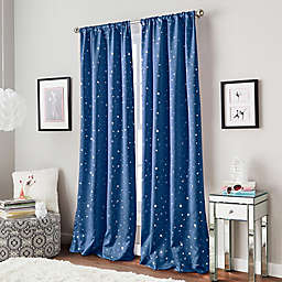 Starry Night 63-Inch Rod Pocket Window Curtain Panel in Blue (Single)