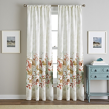 Watercolor Floral 84-Inch Rod Pocket Window Curtain Panel in Spice. View a larger version of this product image.