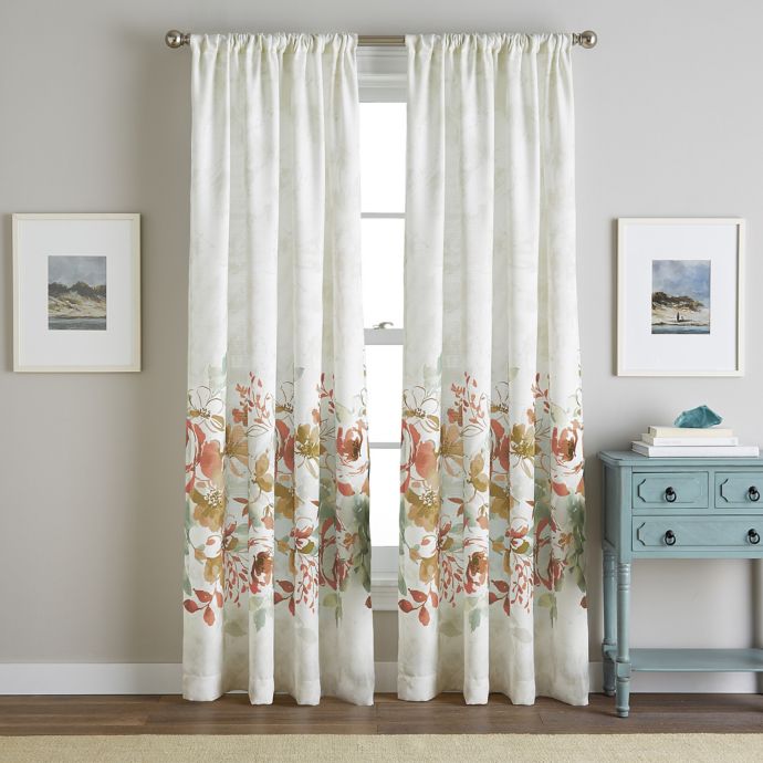 Watercolor Floral Rod Pocket Window Curtain Panel | Bed Bath & Beyond