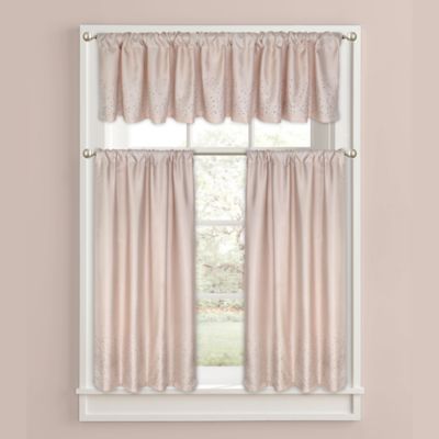 Twilight Window Curtain Tier Pair and Valance in Blush