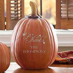 Give Thanks Personalized Large Pumpkin in Orange