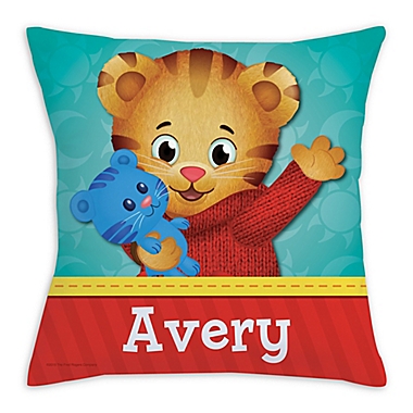 Daniel Tiger Square Throw Pillow in Red. View a larger version of this product image.