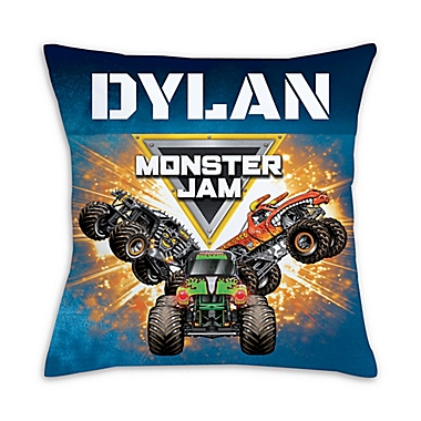 &quot;Monster Jam&quot; Trucks Square Throw Pillow in Blue. View a larger version of this product image.