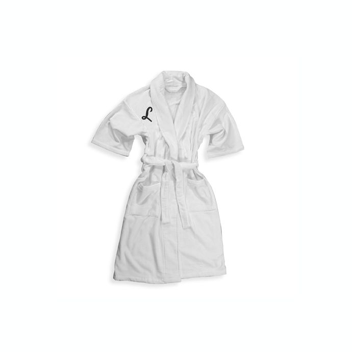 Monogrammed 100 Cotton Letter L Bathrobe In White Bed Bath Beyond