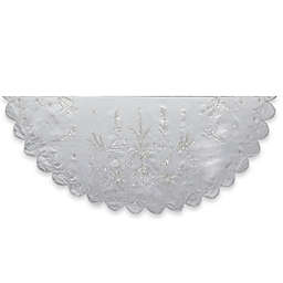 Kurt Adler 48-Inch Poinsettia and Pine Christmas Embroidered Tree Skirt in Silver