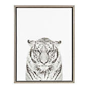 Kate and Laurel&trade; Tiger 18-Inch x 24-Inch Canvas in Black and White with Grey Frame