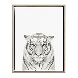 Kate and Laurel™ Tiger 18-Inch x 24-Inch Canvas in Black and White with Grey Frame