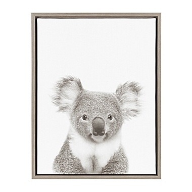 Kate And Laurel Sylvie Koala 18-Inch x 24-Inch Grey Framed Canvas Wall Art. View a larger version of this product image.