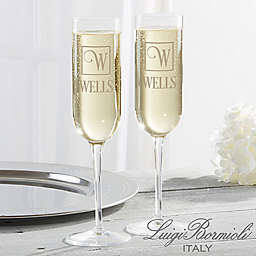 Luigi Bormioli Sublime SON.hyx® Square Monogram Personalized Modern Champagne Flute Set
