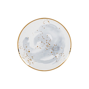 Olivia &amp; Oliver&trade; Harper Splatter Organic Shape Gold Accent Salad Plate in Grey. View a larger version of this product image.