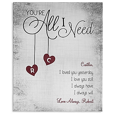 You&#39;re All I Need 50-Inch x 60-Inch Fleece Throw Blanket. View a larger version of this product image.