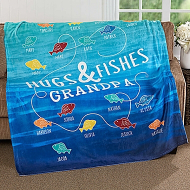 Hugs & Fishes 50-Inch x 60-Inch Fleece Throw Blanket. View a larger version of this product image.