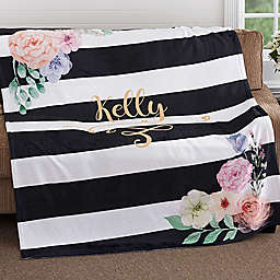 Floral Name 50-Inch x 60-Inch Fleece Throw Blanket
