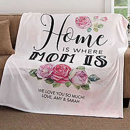 Home Is Where the Mom Is 50-Inch x 60-Inch Fleece Throw Blanket