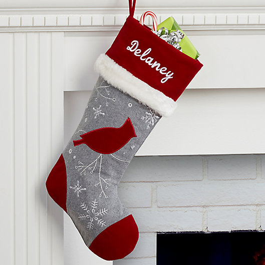Alternate image 1 for Wreath Wintertime Wishes Cardinal Christmas Stocking