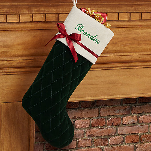 Alternate image 1 for Winter Classic Quilted Christmas Stocking in Green