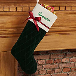 Winter Classic Quilted Christmas Stocking in Green