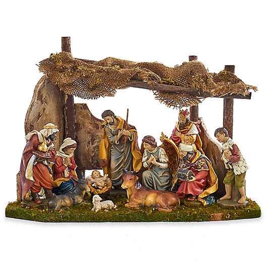 Alternate image 1 for Kurt Adler 11-Piece Nativity Set with Stable