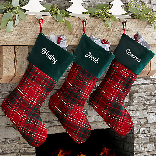 Alternate image 1 for Holiday Plaid Christmas Stocking