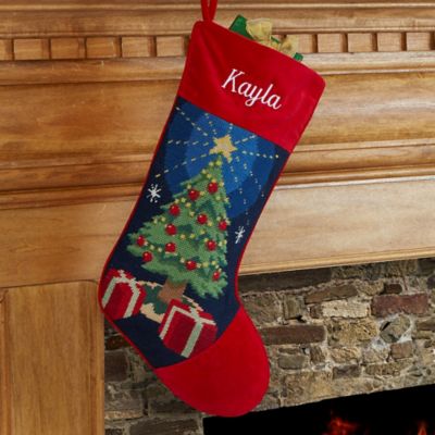 Christmas Tree Needlepoint Christmas Stocking | Bed Bath & Beyond