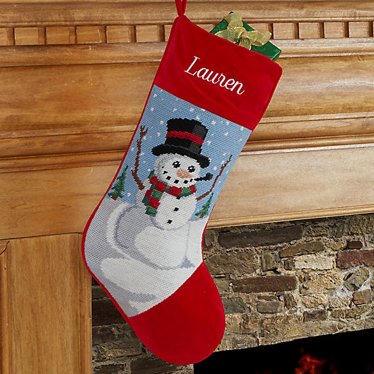Alternate image 1 for Snowman Needlepoint Christmas Stocking