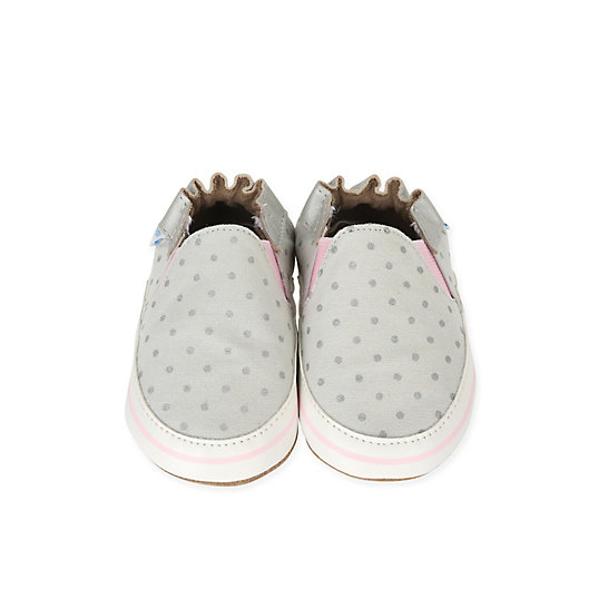 Alternate image 1 for Robeez® Size 0-6M Soft Sole Dot Mania Shoe in Grey
