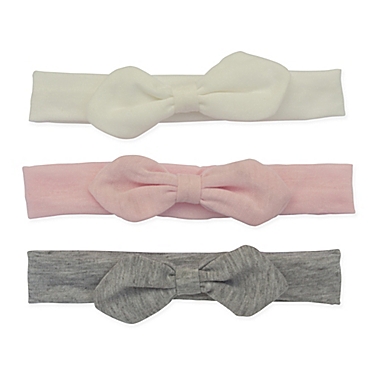 So&#39; Dorable 3-Pack Soft Cotton Knit Bow Headands in Pink/Grey. View a larger version of this product image.