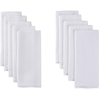 Gerber&reg; 10-Pack Birdseye Flat Fold Cloth Diaper in White. View a larger version of this product image.