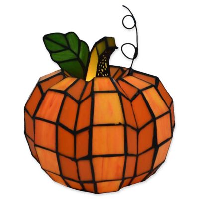 River of Goods Patch the Pumpkin Stained Glass Table Lamp in Orange