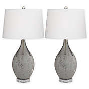 Volcanic Shimmer Table Lamp in Dark Smoke with Linen Tapered Drum Shade
