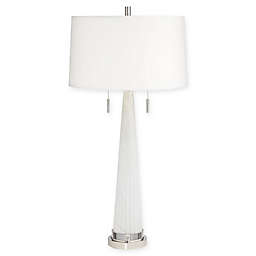 Zoe 2-Light Table Lamp in White with Tapered Drum Shade