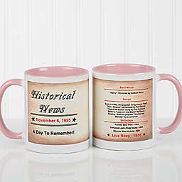 The Day You Were Born 11 oz. Coffee Mug in White/Pink