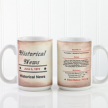 The Day You Were Born 15 oz. Coffee Mug in White. View a larger version of this product image.
