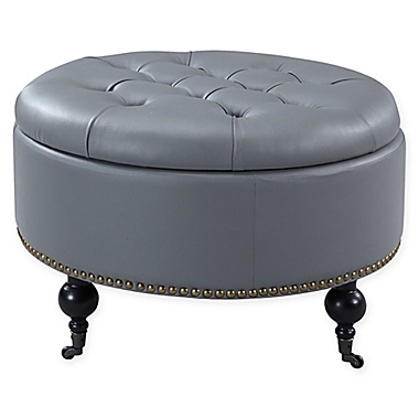 Chic Home Harriet Ottoman in Grey. View a larger version of this product image.